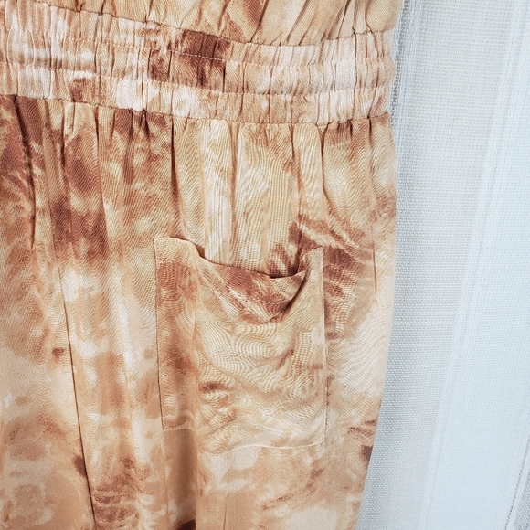 Japna Tie Dye Jumpsuit Neutral Tan Short Sleeves Size Small - Picture 10 of 11